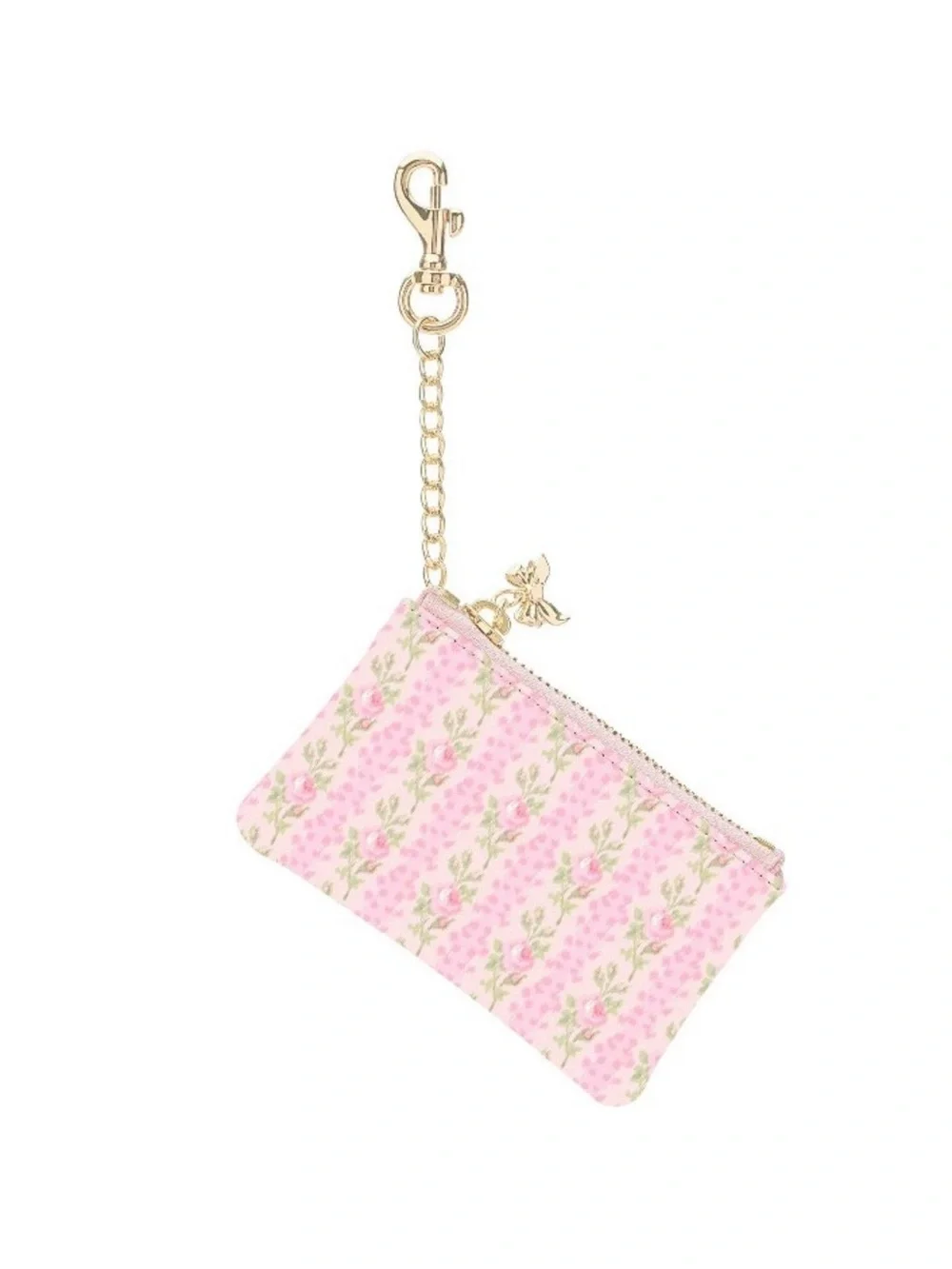 Pink Floral Zip Pouch Keychain wallet